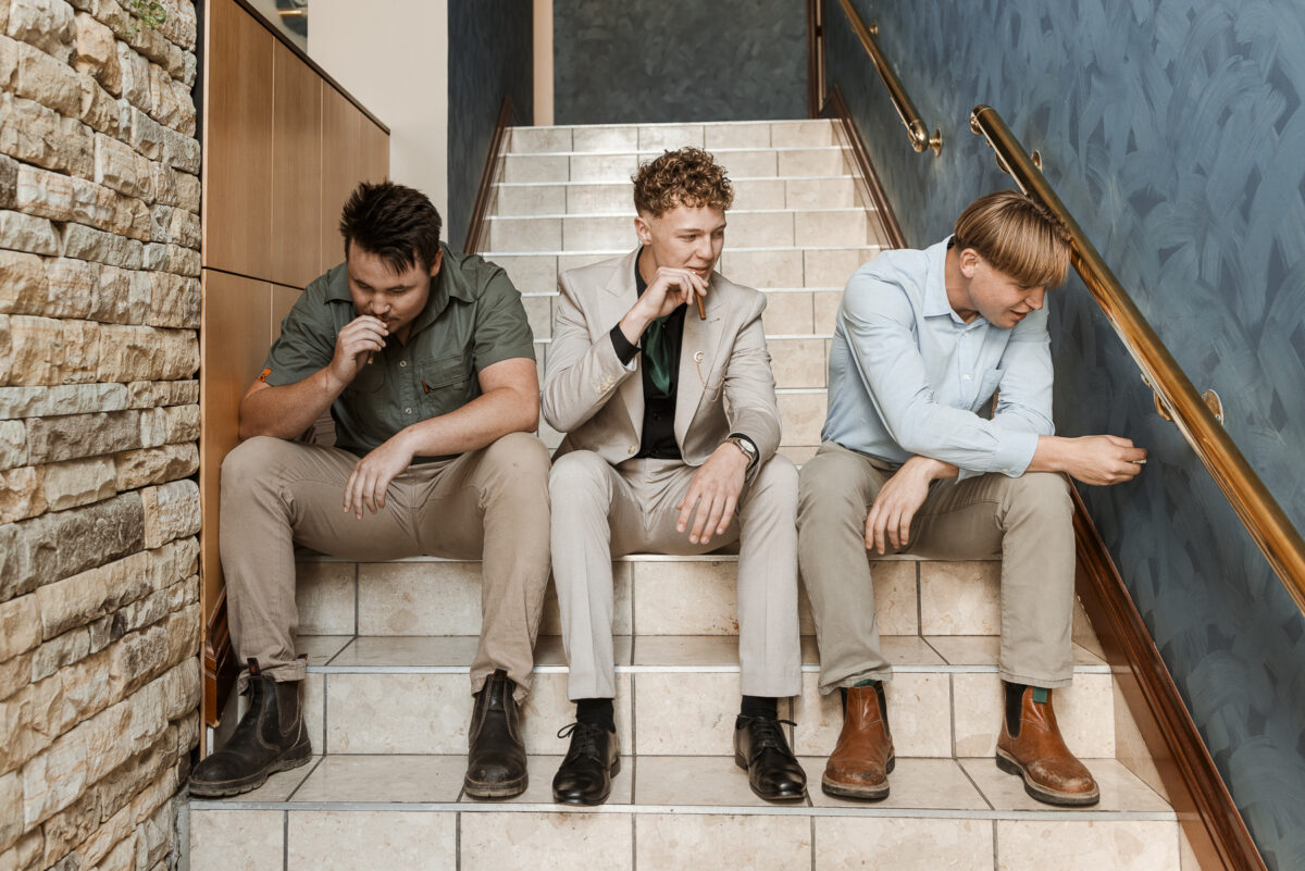 image of 3 lads on steps in hotel during matric farewell photo shoot, walvis bay, namibia, mariette du toit photography