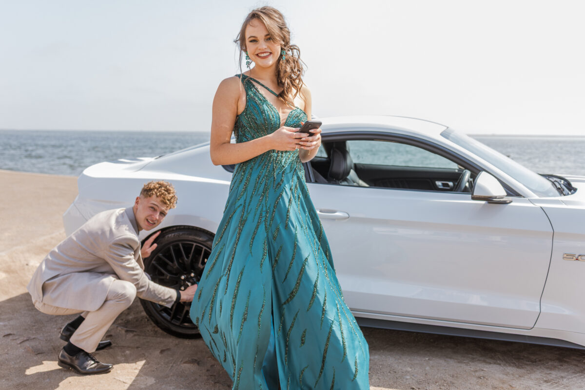 boy and girl with ford mustang during walvis bay matric photos by mariette du toit photography