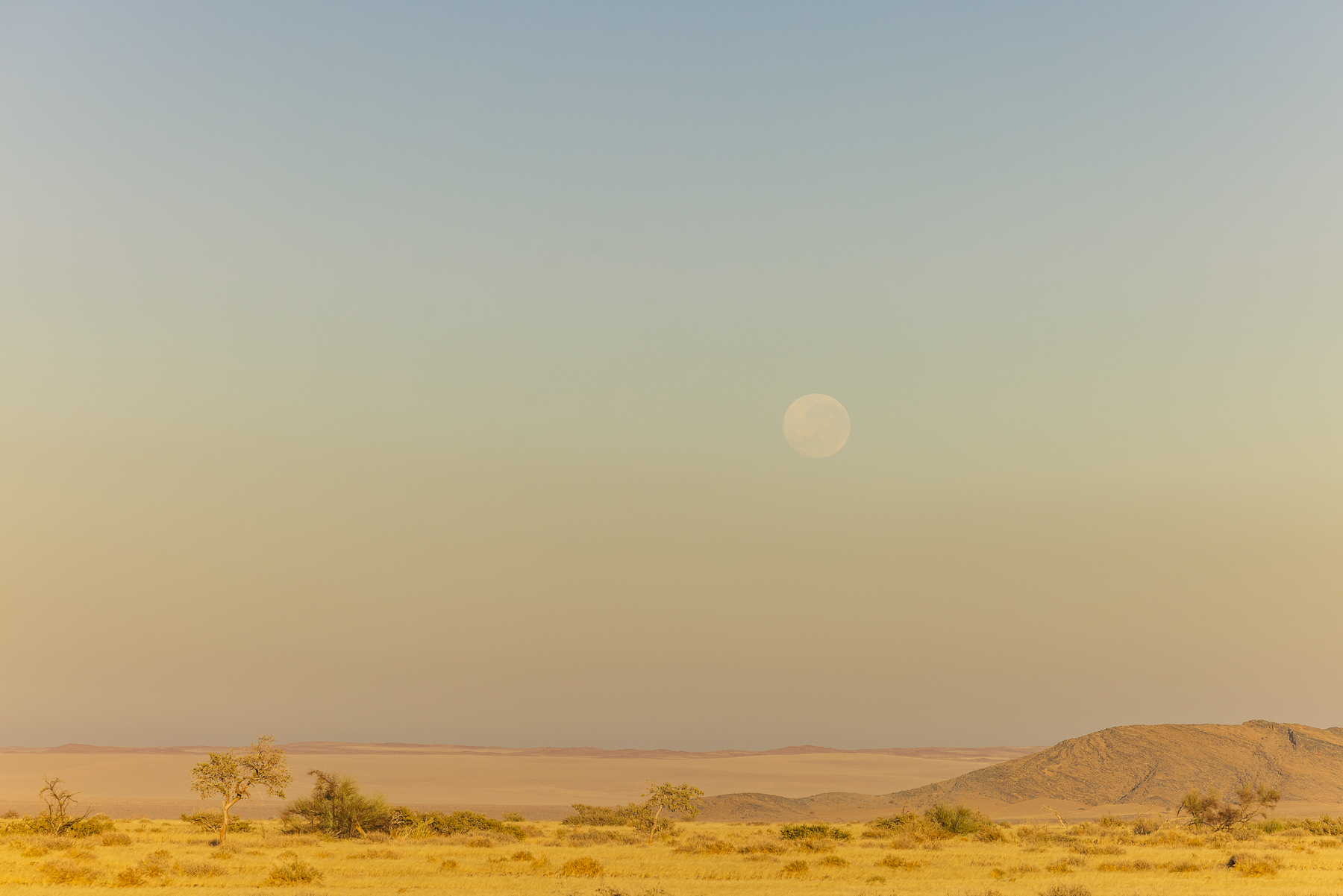 moon above sossusvlei, namibia