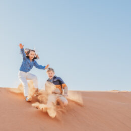 children playing in sossusvlei dunes