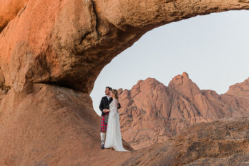 Elopement ceremony at the Spitzkoppe arch Namibia