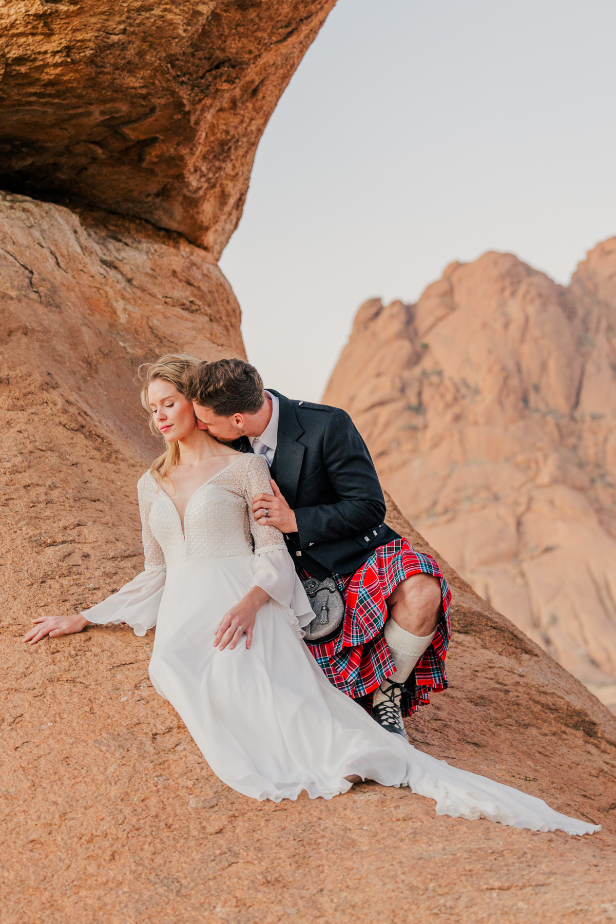 Intimate elopement couple portraits Spitzkoppe Namibia