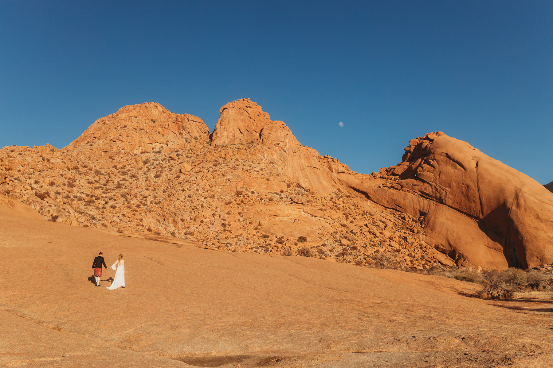 Next-morning elopement portraits Spitzkoppe Namibia golden light