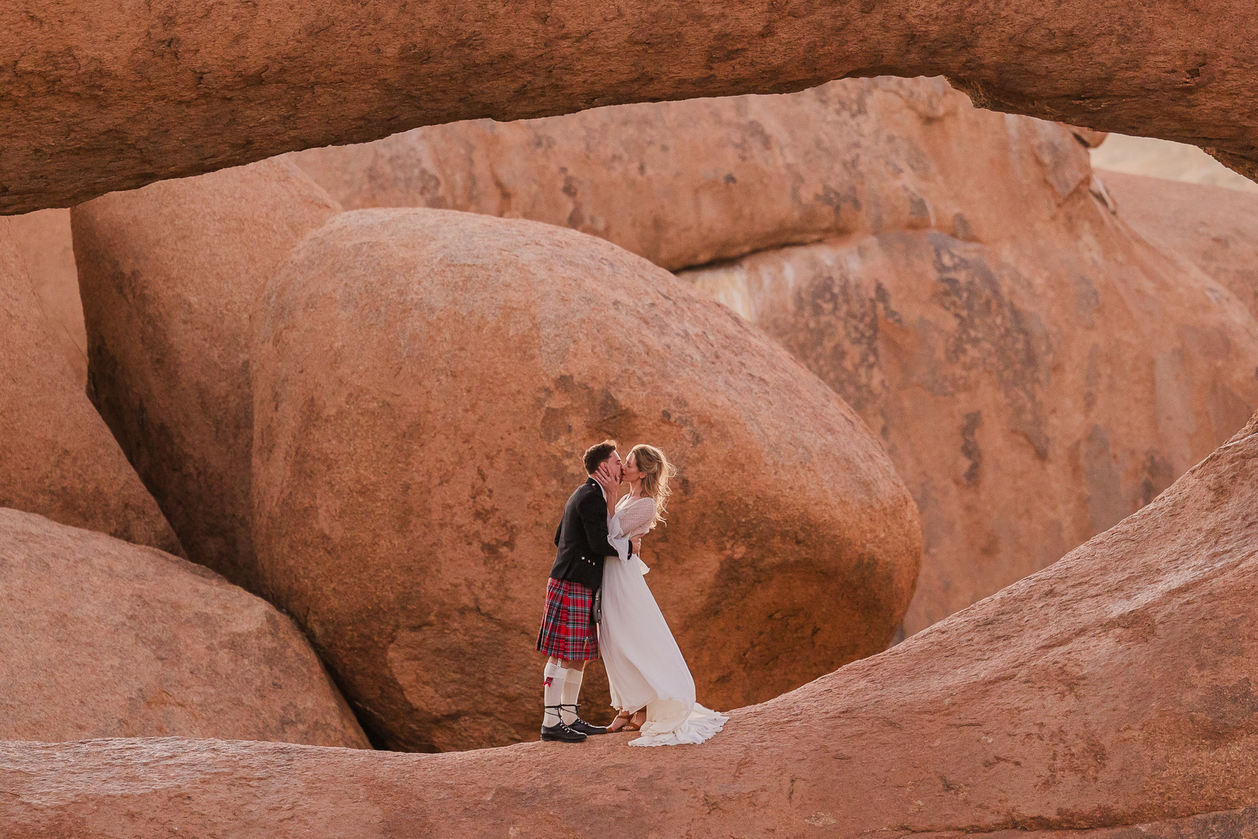 Intimate elopement couple portraits Spitzkoppe Namibia
