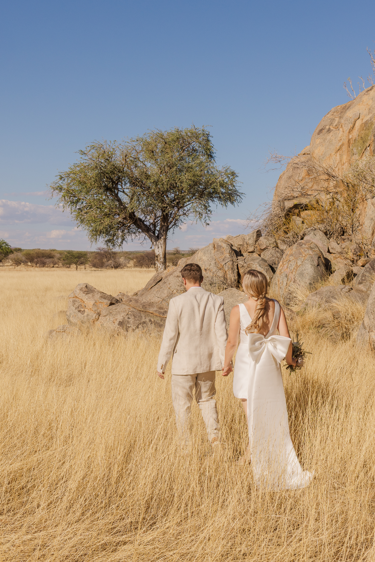 couple in savannah during damaraland, namibia elopement